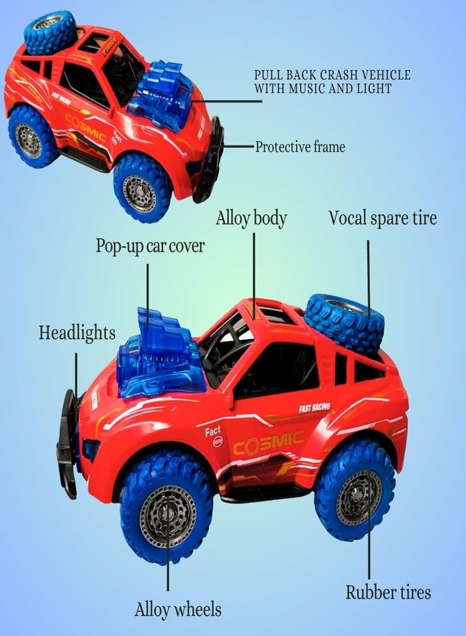 PLUSPOINT Diecast Predator Toy Car Model Pull Back Vehicles Alloy Simulation Crash car Monster Truck with Lights and Sound Also for Car Dashboard,Kids, red - Image 5